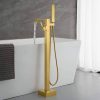 wowow brushed gold floor mount freestanding tub faucet with hand shower