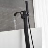 wowow matte black floor mount freestanding tub faucet with hand shower
