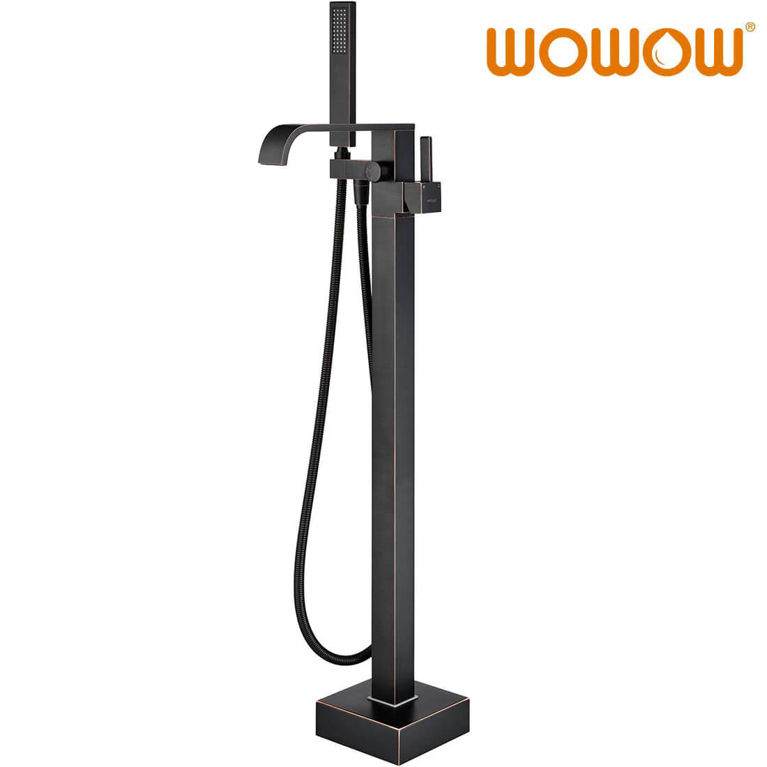 wowow oil rubbed bronze floor mount freestanding tub faucet with hand shower