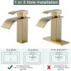 wowow brushed gold single handle waterfall bathroom faucet 1