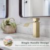 wowow brushed gold single handle waterfall bathroom faucet