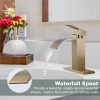 wowow brushed gold single handle waterfall bathroom faucet