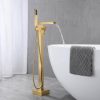 wowow brushed gold waterfall freestanding tub filler with hand shower