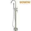 brushed nickel freestanding tub filler with hand shower