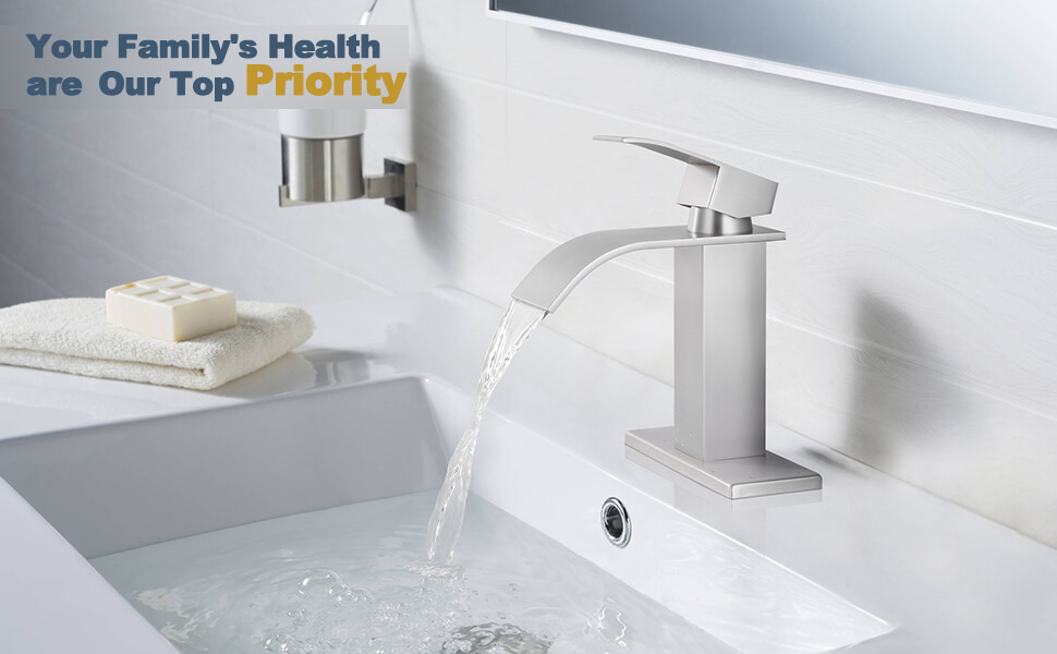 wowow brushed nickel single handle waterfall bathroom faucet