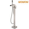 wowow brushed nickel waterfall freestanding floor mount tub filler