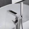 wowow brushed nickel waterfall freestanding floor mount tub filler