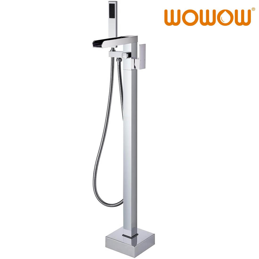 wowow chrome single handle waterfall freestanding bathtub filler with hand shower