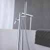 wowow floor mount brass chrome freestanding bathtub faucet tub filler with hand shower