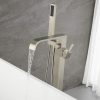 wowow floor mount brushed-nickel freestanding tub filler with hand shower