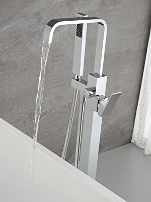 wowow high arc chrome freestanding tub filler faucet with hand shower