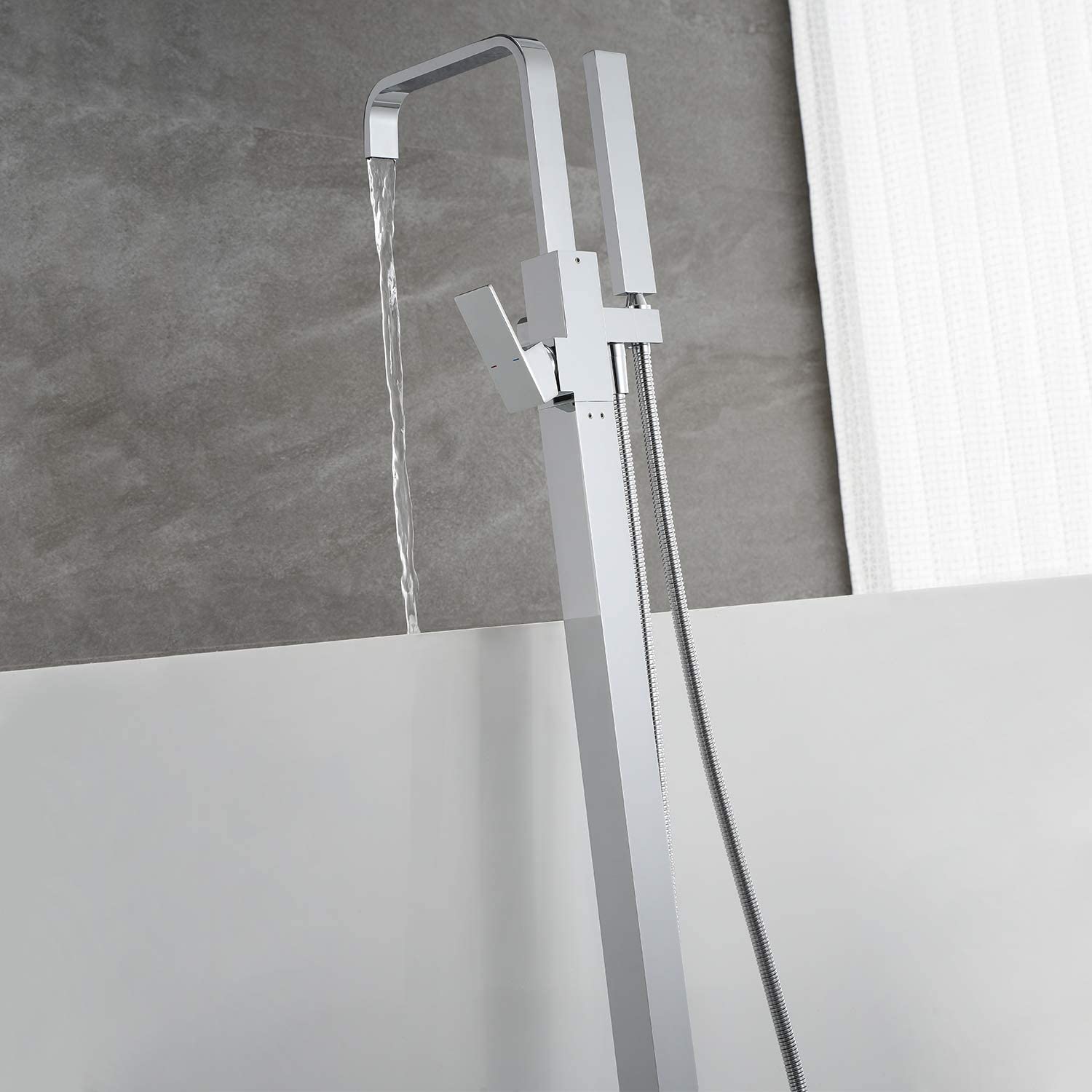 wowow high arc chrome freestanding tub filler faucet with hand shower