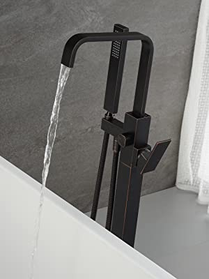 wowow high arc oil rubbed bronze freestanding tub filler faucet with hand shower