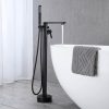 wowow matte black freestanding bathtub faucet tub filler with hand shower