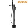 wowow matte black freestanding bathtub faucet tub filler with hand shower
