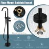 wowow matte black freestanding tub filler with handheld shower mixer taps swivel spout