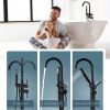 wowow matte black freestanding tub filler with handheld shower mixer taps swivel spout