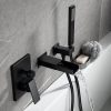 wowow matte black wall mount bathroom tub filler with handheld shower