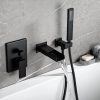 wowow matte black wall mount bathroom tub filler with handheld shower