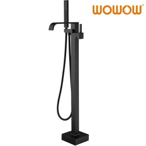 wowow oil rubbed bronze floor mount freestanding tub faucet with hand shower 4