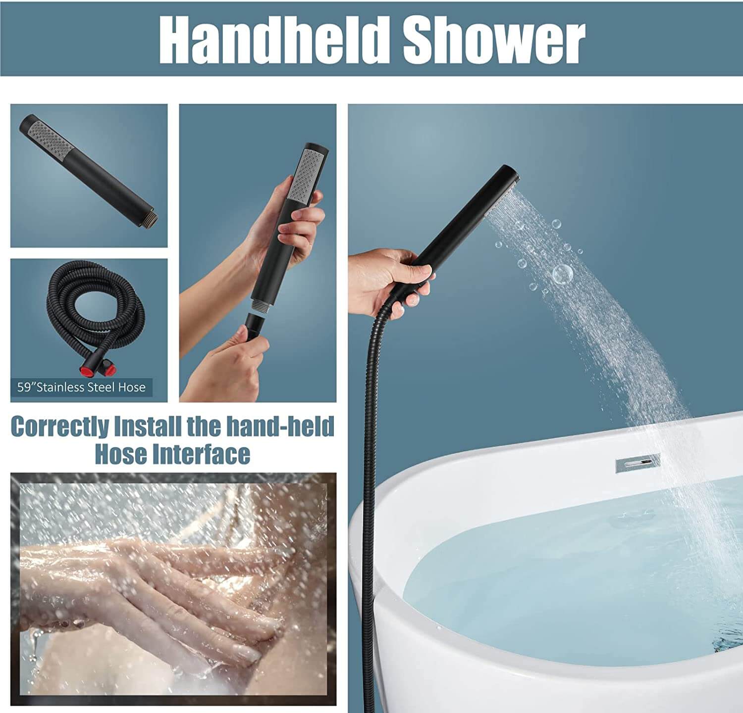 wowow oil rubbed bronze freestanding tub filler with handheld shower mixer taps swivel spout