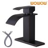 wowow oil rubbed bronze waterfall bathroom sink faucet for 1 or 3 hole