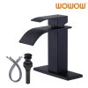 wowow single handle matte black waterfall bathroom faucet