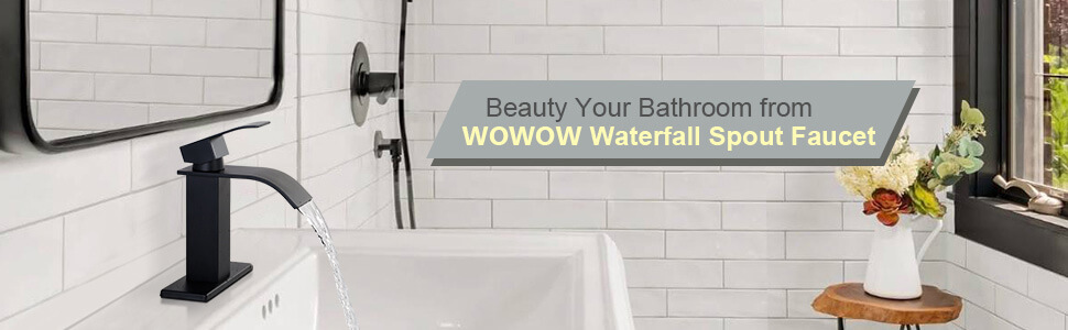 wowow single handle matte black waterfall bathroom faucet