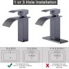 wowow single handle waterfall black stainless bathroom sink faucet