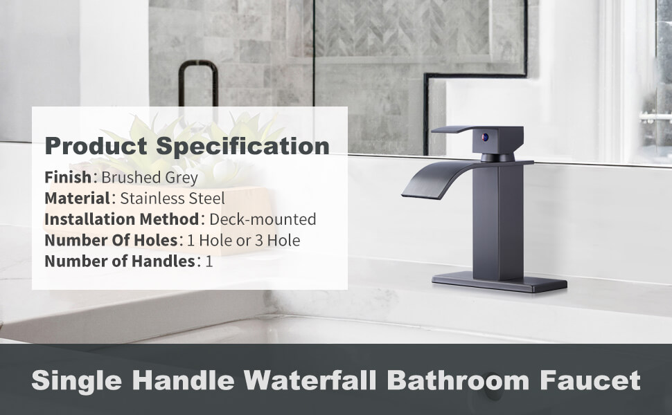 wowow single handle waterfall black stainless bathroom sink faucet