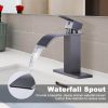 wowow single handle waterfall black stainless bathroom sink faucet