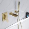 wowow wall mount brushed gold bathroom tub filler with handheld shower