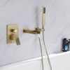 wowow wall mount brushed gold bathroom tub filler with handheld shower