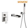 wowow wall mount brushed nickel bathroom tub filler with handheld shower