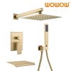 wowow brushed gold luxury shower system with high pressure 10 rain shower head and handheld