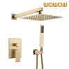 wowow brushed gold luxury shower system with high pressure 10 rain shower head and handheld