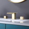 wowow brushed gold waterfall 3 hole widespread bathroom sink faucet