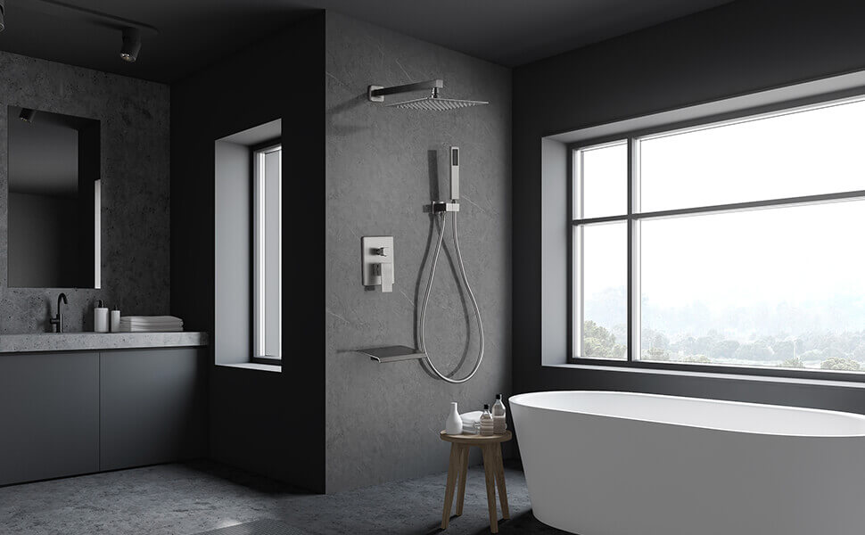 wowow brushed nickel luxury shower system with high pressure 10 rain shower head and handheld