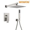 wowow brushed nickel luxury shower system with high pressure 10 rain shower head and handheld