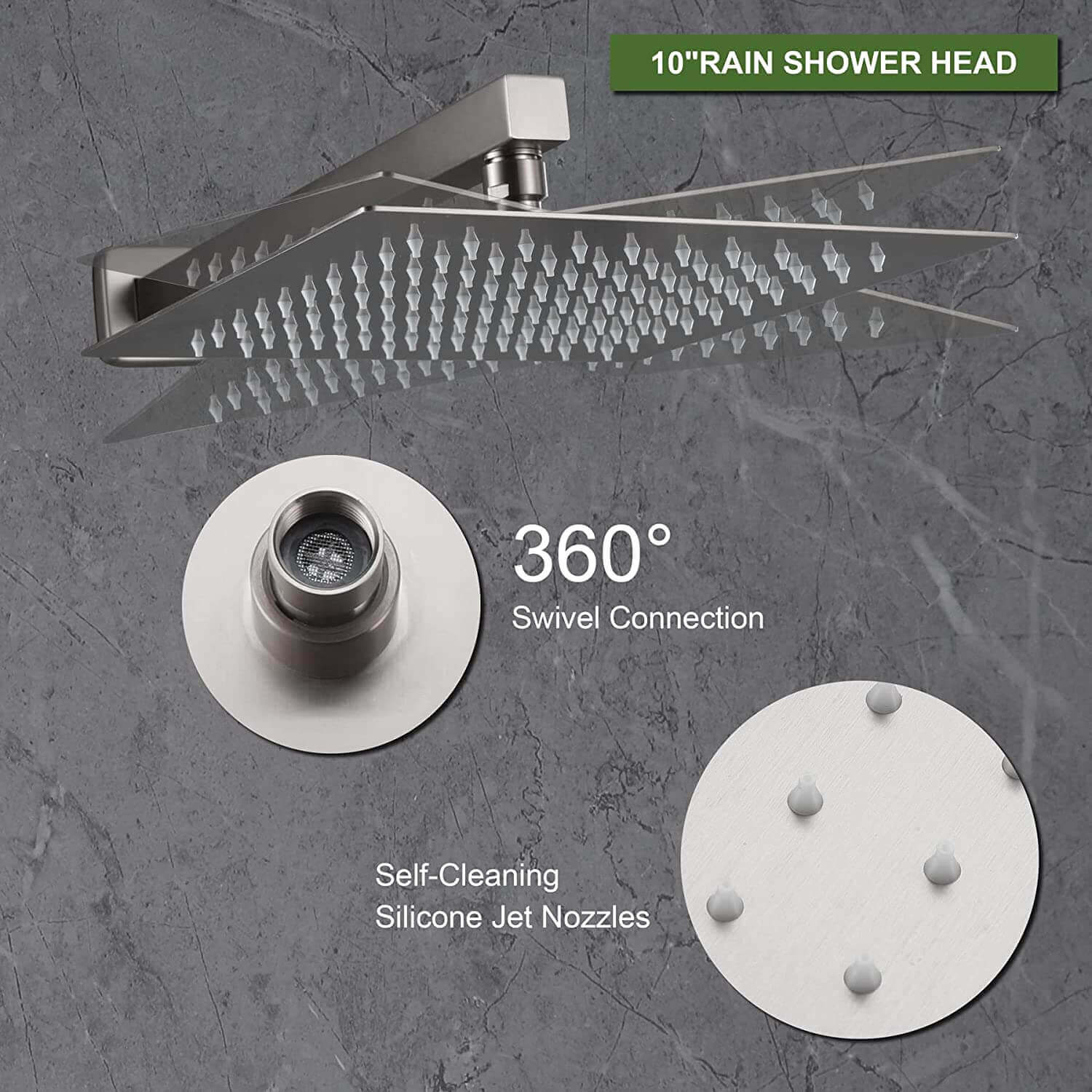 wowow brushed nickel luxury shower system with high pressure 10 rain shower head and handheld