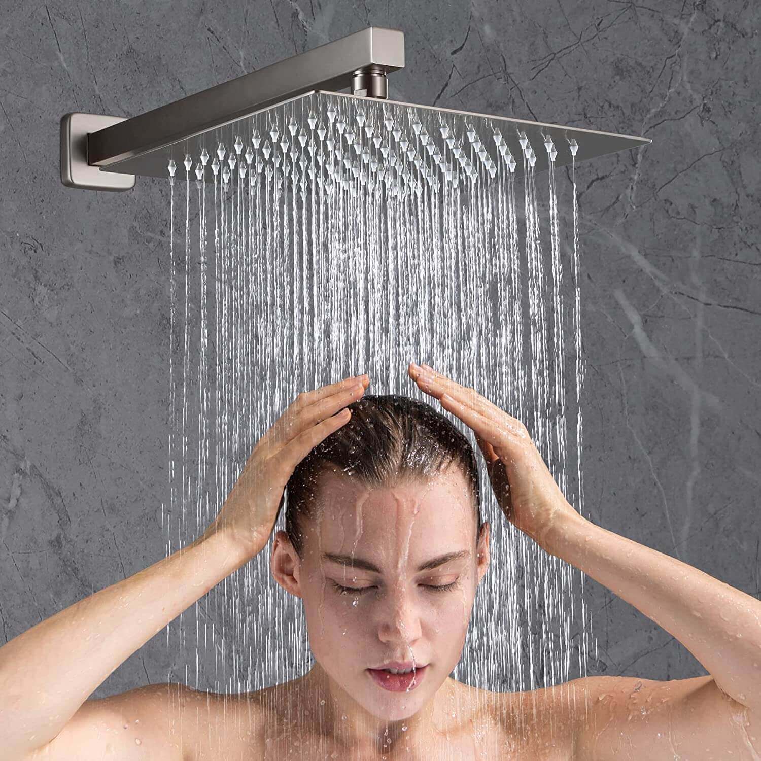 wowow brushed nickel luxury shower system with high pressure 10 rain shower head and handheld