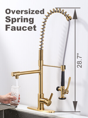 wowow gold commercial spring kitchen faucet with pre rinse sprayer