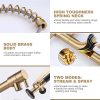 wowow gold commercial spring kitchen faucet with pre rinse sprayer