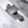 wowow modern 3 hole widespread matte black waterfall bathroom sink faucet