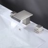 wowow morden brushed nickel waterfall 3 hole widespread bathroom sink aucet square handle