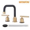 wowow black and gold widespread bathroom sink faucet