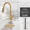 wowow brushed gold kitchen sink faucet with pull down sprayer