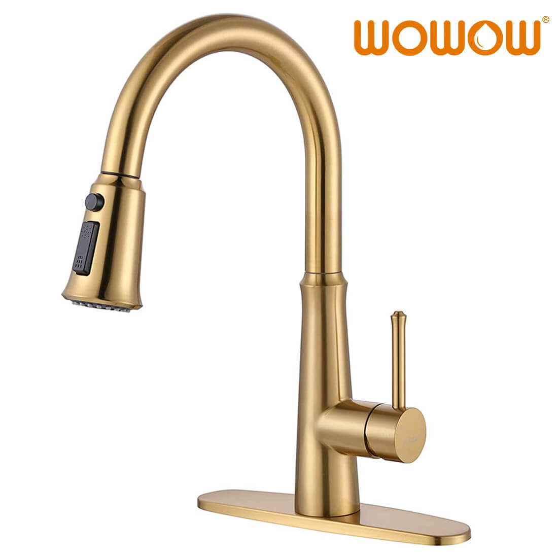 wowow brushed gold kitchen sink faucet with pull down sprayer