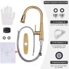 wowow brushed gold kitchen sink faucet with pull down sprayer