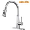 wowow brushed nickel kitchen sink faucet with pull down sprayer